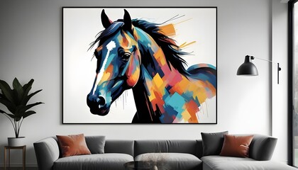 Abstract horse portrait poster idea for living room decor frame poster
