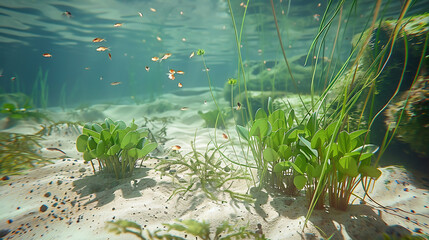 aquatic plants and fish to the play of light and shadow on the sandy bottom