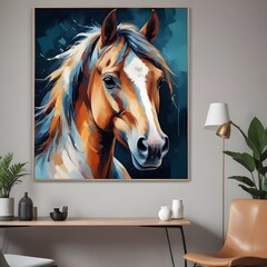 Abstract horse portrait poster idea for living room decor frame poster
