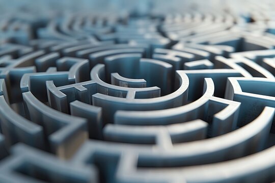 Negotiation maze with dialogue paths leading to agreement gates, representing the intricate process of reaching consensus in business