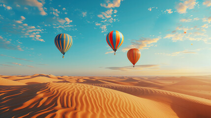 Obraz premium Mongolfiere sopra il deserto. Viaggiare.