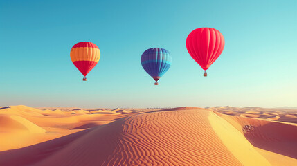 Fototapeta premium Mongolfiere sopra il deserto. Viaggiare.
