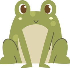 A green frog with big eyes sat staring ahead and smiling-vector graphic.