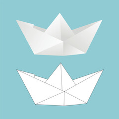 White paper boat. Fold paper boat.