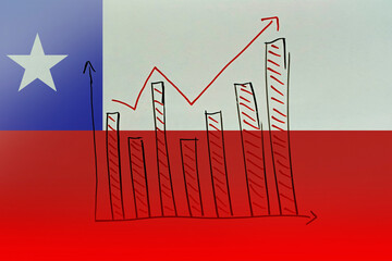Chile bar chart graph with ups and downs, increasing values, developing and improving concept