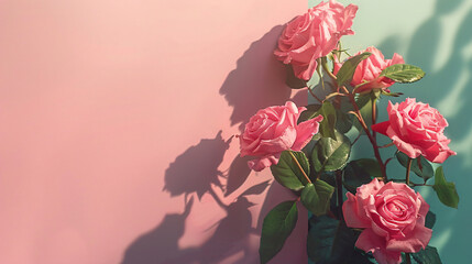 Beautiful roses on color background --ar 169