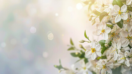 Beautiful spring composition with flowers on light background