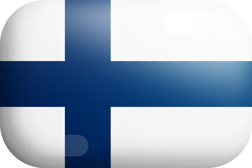 Obraz premium Finland Official National Flag 3D Rounded Glossy Icon Isolated Design Element
