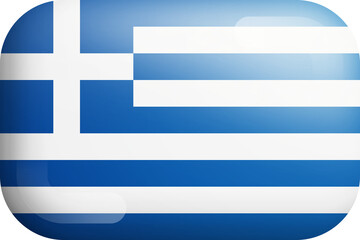 Greece Official National Flag 3D Rounded Glossy Icon Isolated Design Element
