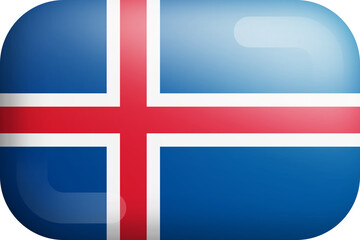 Iceland Official National Flag 3D Rounded Glossy Icon Isolated Design Element