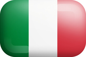 Italy Official National Flag 3D Rounded Glossy Icon Isolated Design Element