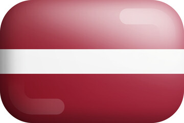 Latvia Official National Flag 3D Rounded Glossy Icon Isolated Design Element