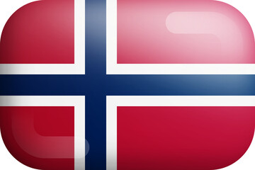 Norway Official National Flag 3D Rounded Glossy Icon Isolated Design Element