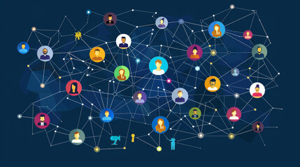 Fototapeta premium Threads of Connectivity: Unveiling the Social Network. Generative AI