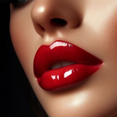 Obraz premium Close-up of brightly painted lips and lipstick