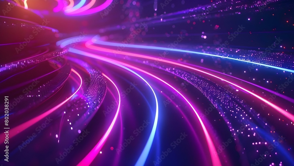 Poster abstract neon background with wireless glowing systems and global data analytics . concept abstract 