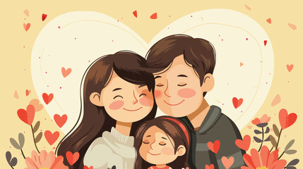 family love over beige background vector illustration