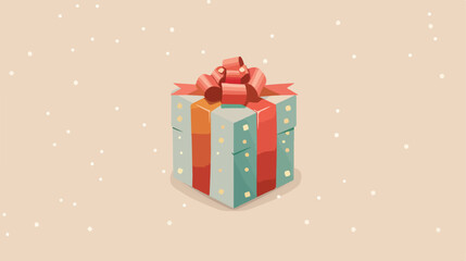 Figure 2024 with gift box on beige background Vector