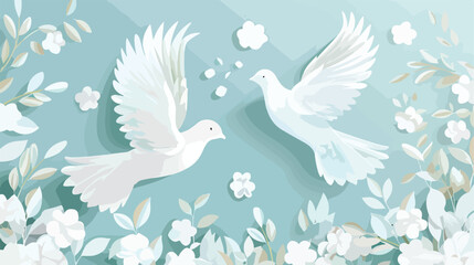 first communion items card with doves Vectot style vector