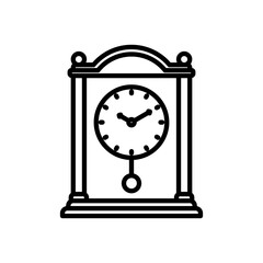 pendulum wall clock line icon, isolated background