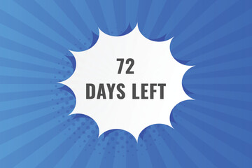 72 days to go countdown template. 72 day Countdown left days banner design. 72  Days left countdown timer
