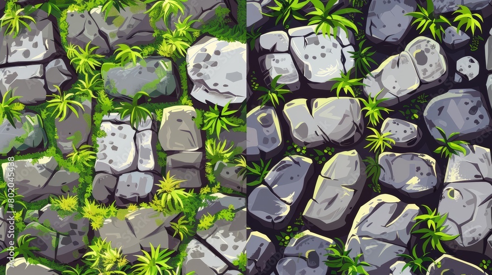 Poster the background of a video game will be made up of stone floors and walls adorned with green moss. th