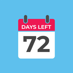 72 days to go countdown template. 72 day Countdown left days banner design. 72  Days left countdown timer
