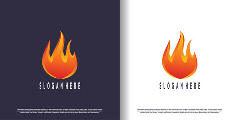 Fire logo design with creative abstract concept Premium Vector