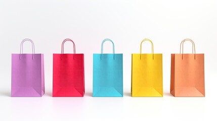 Colorful shopping bags with light reflection isolated on white background