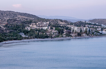 View of Pissouri Bay by Pissouri Village, a famous tourist resort, located 30 km west of Limassol, Cyprus