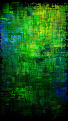 high tech pattern to border poster, dark colors, greens and blues, resembling a high tech