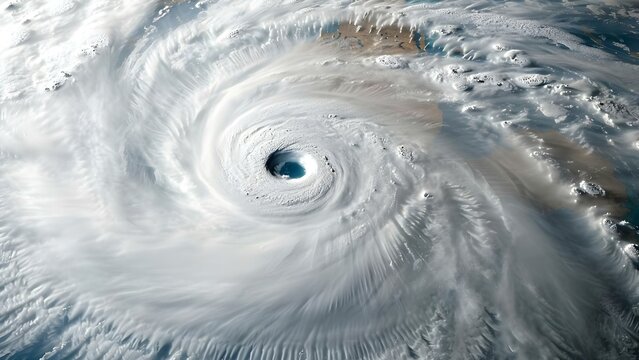 Super typhoon approaching coast technology tracks eye of hurricane on planet. Concept Natural Disasters, Weather Tracking, Hurricane Technology, Predictive Tools