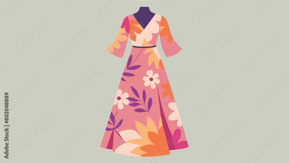 Poster a soft and flowy maxi dress with a refreshing floral pattern ideal for a postsauna stroll..