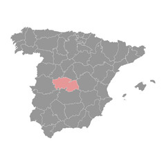 Map of the Province of Toledo, administrative division of Spain. Vector illustration.