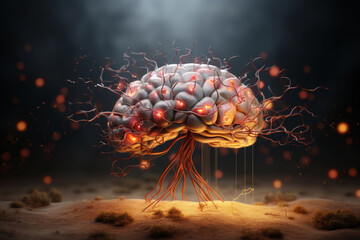 Conceptual image depicting cognitive stimulation on a human brain