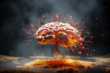 Conceptual image depicting cognitive stimulation on a human brain