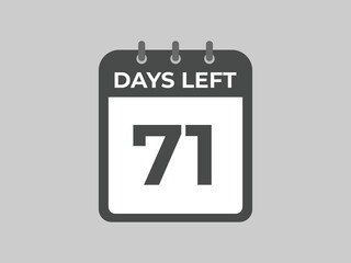 71 days to go countdown template. 71 day Countdown left days banner design. 71  Days left countdown timer
