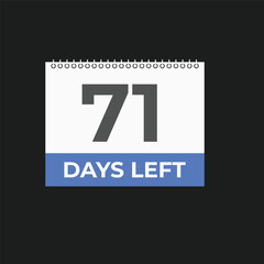 71 days to go countdown template. 71 day Countdown left days banner design. 71  Days left countdown timer

