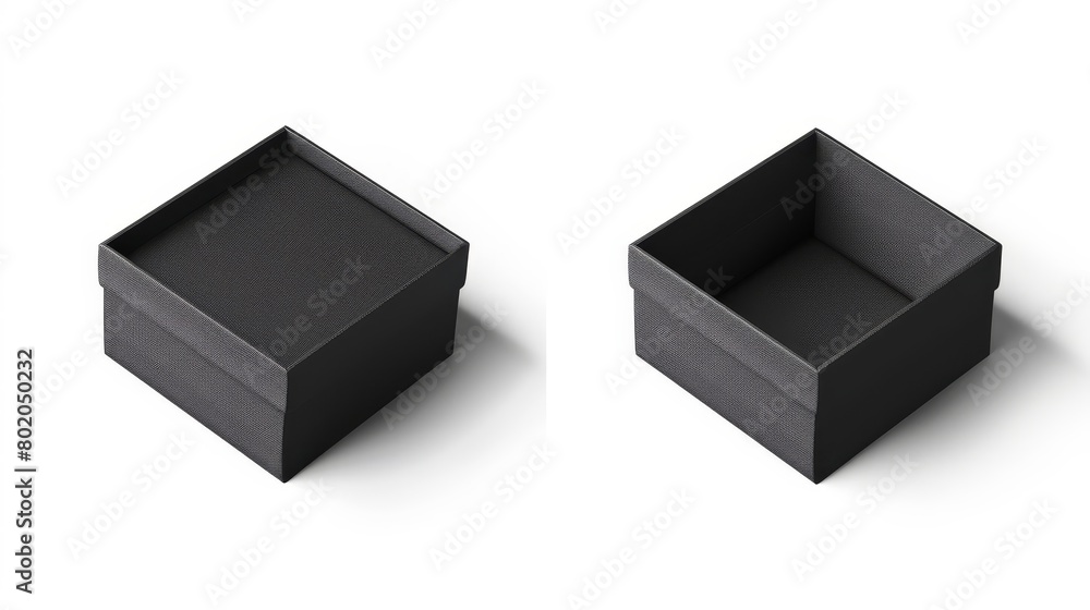 Poster mockup of a magnet box on a white background. it is a closed and open container for jewelry or a gif