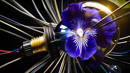 A bulb with a flower inside. Technology development and modern ideas.