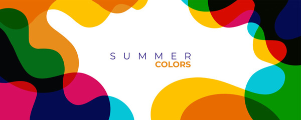 Summer colors. Summertime theme abstract background with bright colored flowing waves for summer season creative graphic design. Vector illustration.