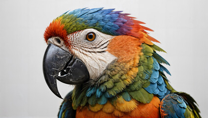 Obraz premium Portrait of a macaw parrot. colorful, white background.