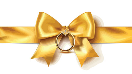 Golden satin ribbon with ring on white background Vector