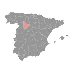 Map of the Province of Valladolid, administrative division of Spain. Vector illustration.