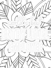 Keychain Quotes Flower Coloring Page Beautiful black and white illustration for adult coloring book