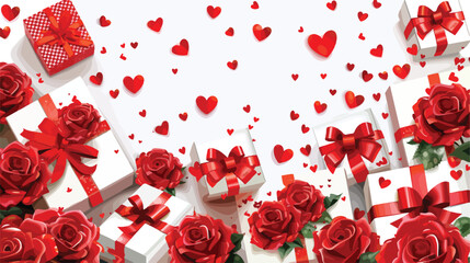 Greeting card for Valentines Day gifts and roses