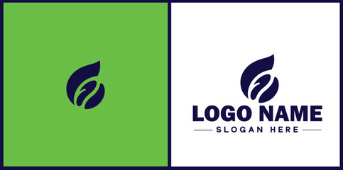 coffee bean icon logo Hot coffee shop Cafe food court store modern flat business vector logo