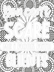 Keychain Quotes Flower Coloring Page Beautiful black and white illustration for adult coloring book