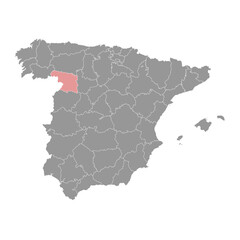 Map of the Province of Zamora, administrative division of Spain. Vector illustration.