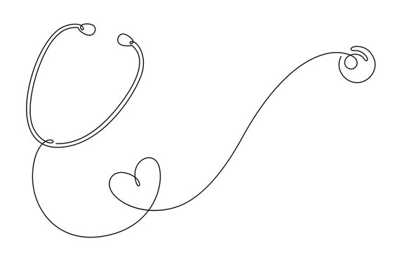 recommend clip art: continuous line drawing of stethoscope and heart shape medical health care concept